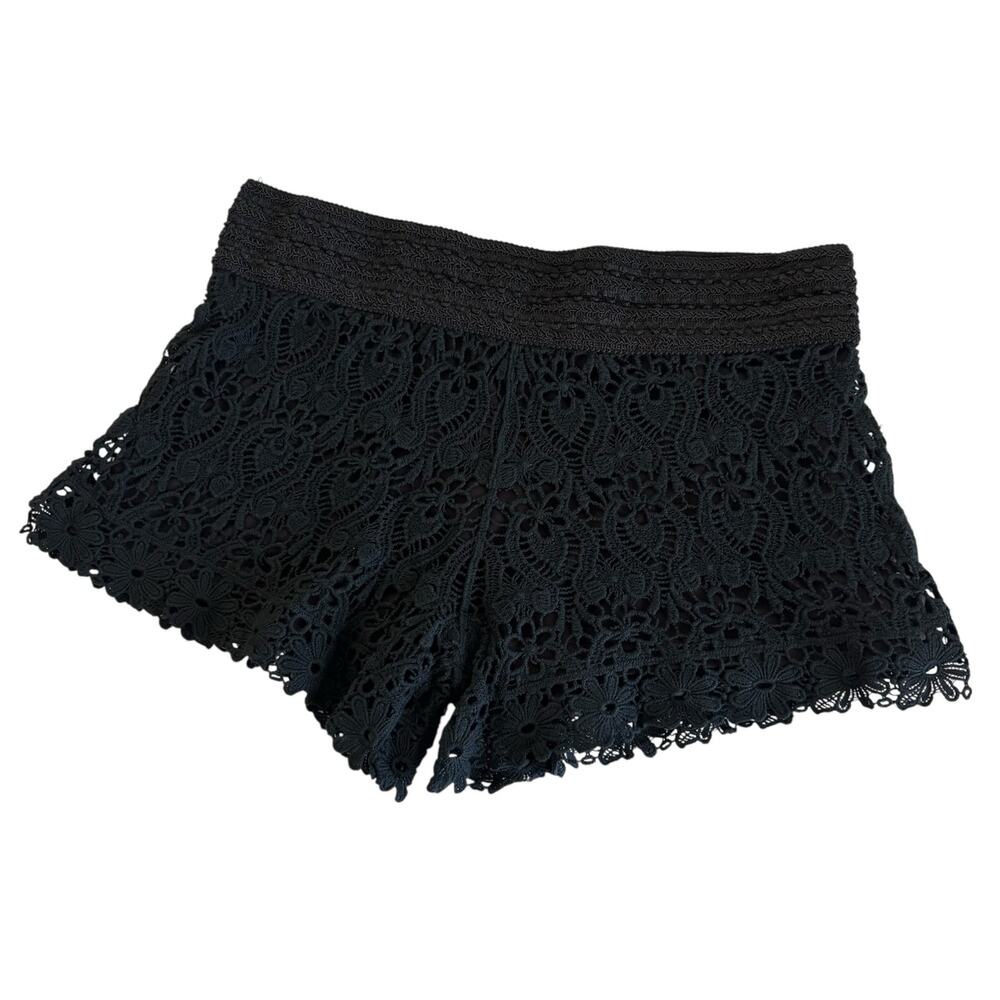 Breeze Ever Y2K Whimsygoth Black Crochet Floral Lace Stretch Cotton Shorts Large